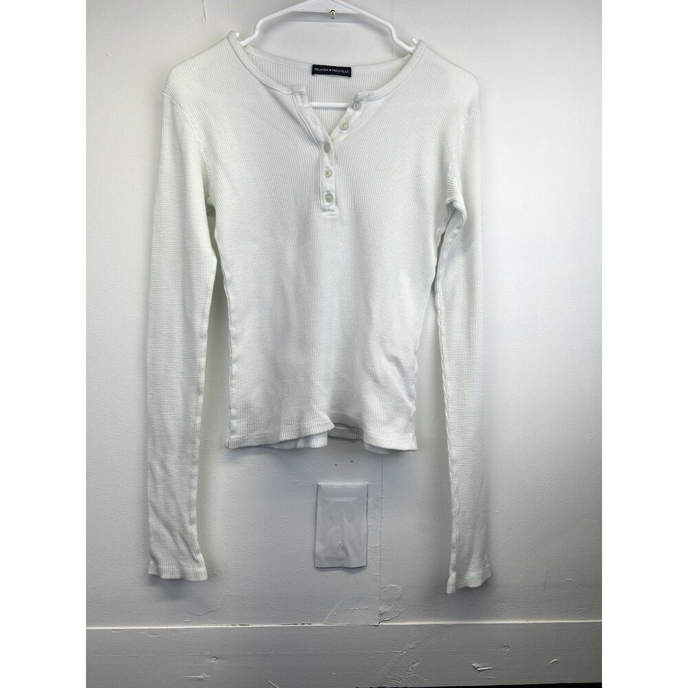 Brandy Melville White Long Sleeve Henley Size 13